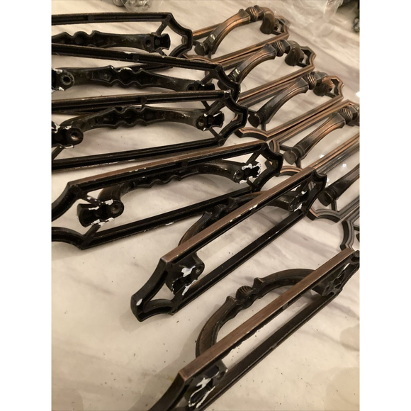 12Vintage 1973 Antique Brass Finish Drawer Pull Handles Arched Handle 3" Center - Picture 6 of 8